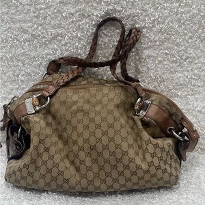 Gucci GG Canvas Bamboo Bar Tote Bag